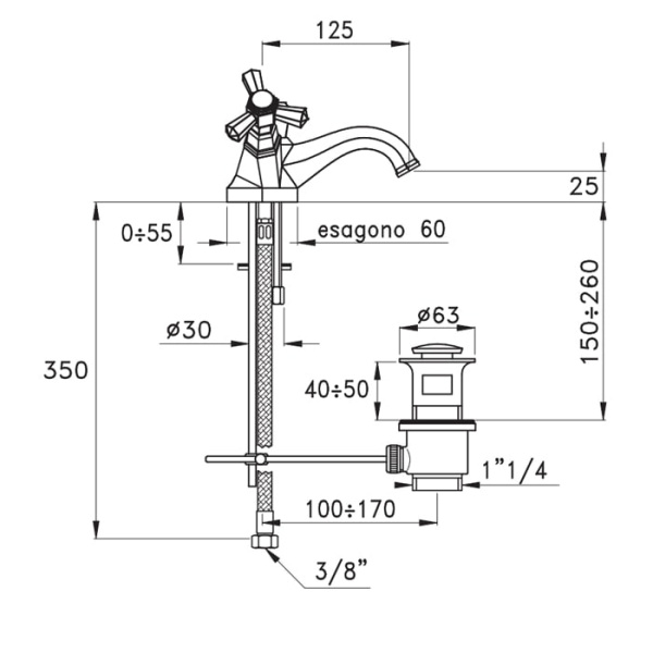 Смеситель для раковины Stella Eccelsa EC 00008 AU00 золото