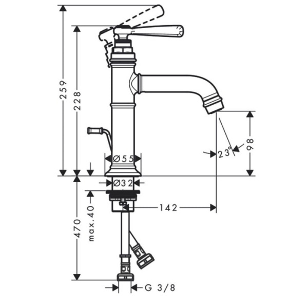 Смеситель для раковины Axor Montreux 16515820 шлифованный никель