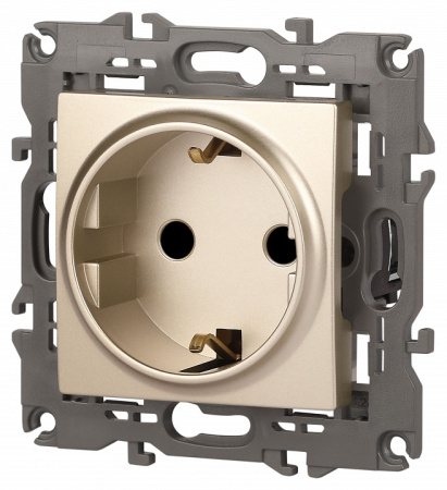 Розетка с заземлением и со шторкой, без рамки Эра Эра Elegance 14-2102-04