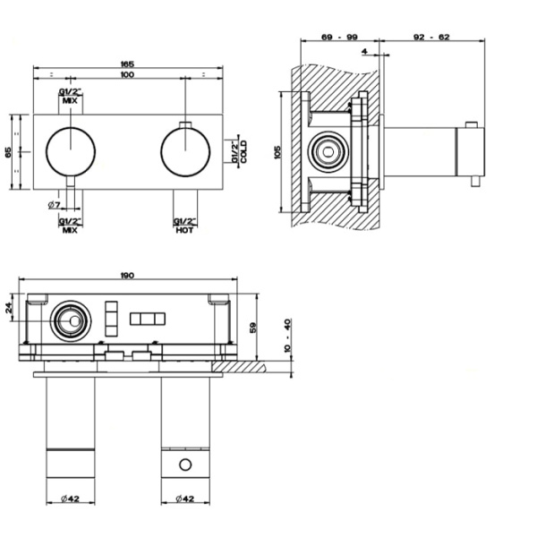 Смеситель для душа Gessi 316 54034#239 нержавейка