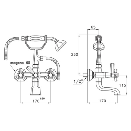 Смеситель для ванны Stella Eccelsa EC 02206 AU00 золото