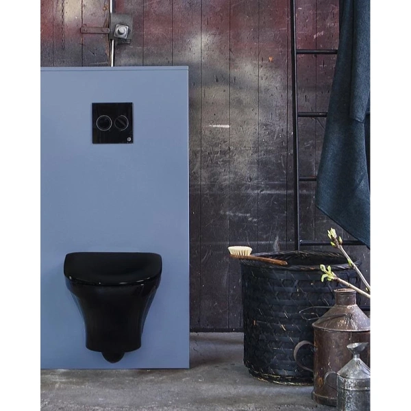 Унитаз подвесной Gustavsberg Estetic C+ GB1183300S0030 безободковый, с сиденьем микролифт, черный глянец