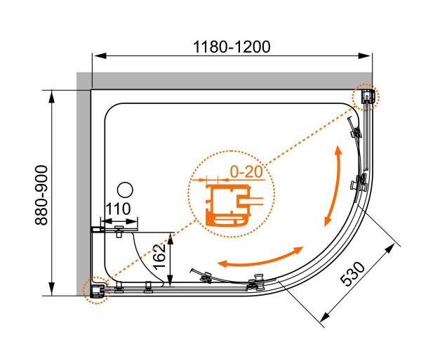 Душевой уголок Cezares ANIMA-RH-2-120/100-C-Cr-L (ANIMA-W-RH-2-120/100-C-Cr-L)