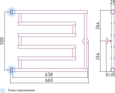 Полотенцесушитель водяной Сунержа High-Tech 00-0052-5065