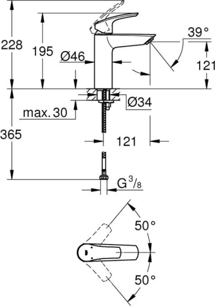 Смеситель для раковины Grohe Eurosmart 23324003, хром