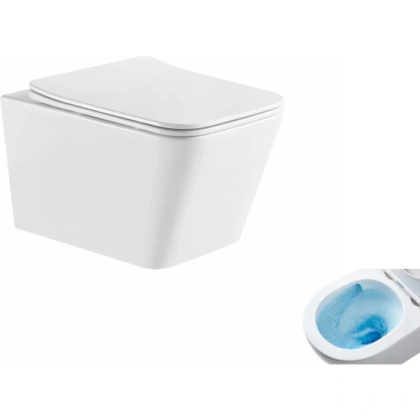 Унитаз подвесной GID Tr2143TF безободковый, торнадо, с сиденьем микролифт, белый