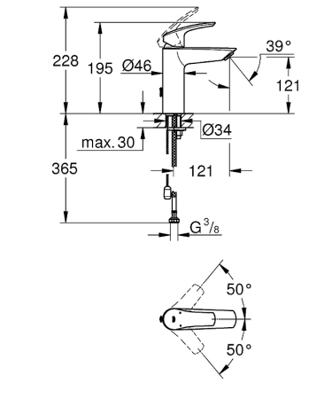 Смеситель для раковины Grohe Eurosmart 23323003 хром