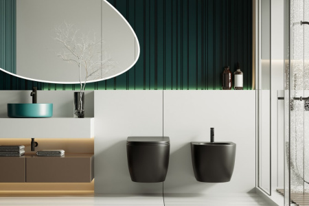 Биде подвесное Abber Bequem AC1150MB черное матовое