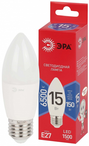 Лампа светодиодная Эра  E27 15Вт 6500K LED B35-15W-865-E27 R