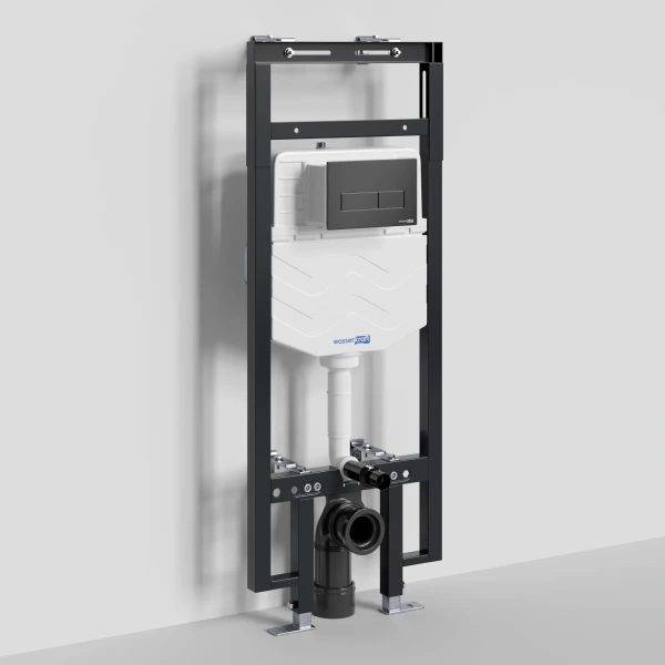 Инсталляция для унитаза WasserKRAFT Dinkel 58 58TLT.010.ME.MB03 с кнопкой смыва, черный матовый