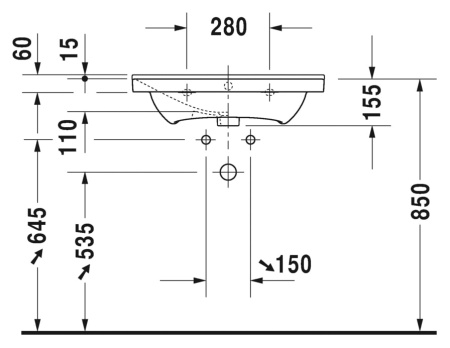 Раковина Duravit P3 Comforts 2332650000