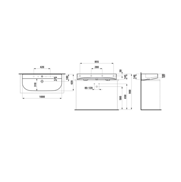 Раковина Laufen Sonar 100 8.1634.7.000.104.1