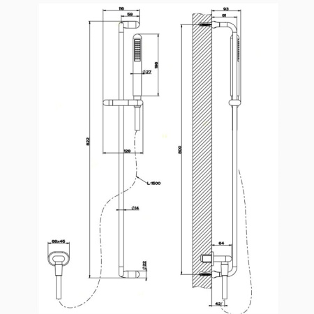 Душевая штанга Gessi Goccia 33642#279 белый матовый