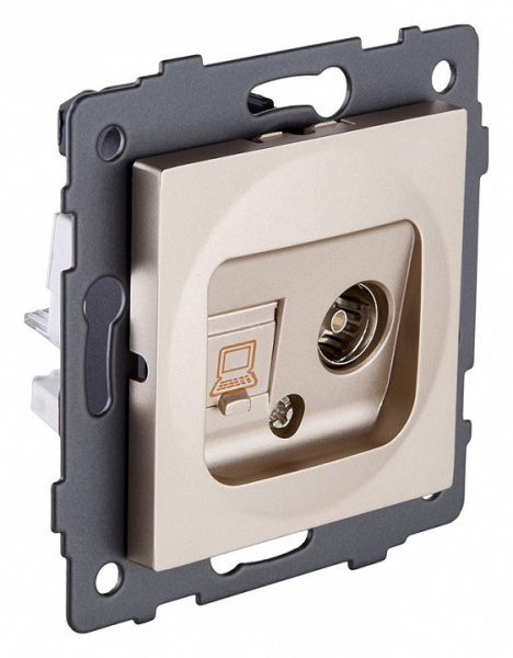 ТВ-розетка и розетка Ethernet RJ-45 без рамки Kollinger  REA-012GD