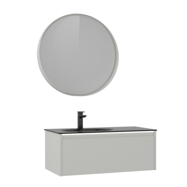 Тумба с раковиной Orka Lisbon 90 5001429 кашемировый матовый/темно-серый