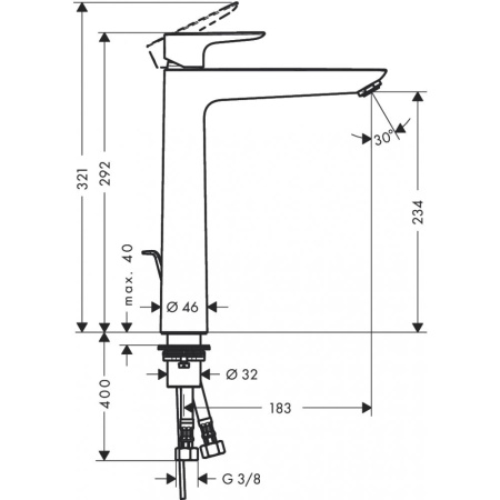 Смеситель для раковины hansgrohe Talis E 71716140 шлифованная бронза