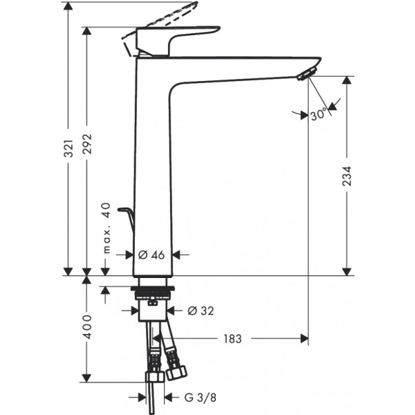 Смеситель для раковины hansgrohe Talis E 71716140 шлифованная бронза