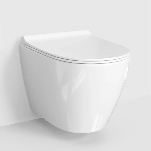 Унитаз подвесной WasserKRAFT Mindel H002.E034 безободковый, с сиденьем микролифт, белый глянец