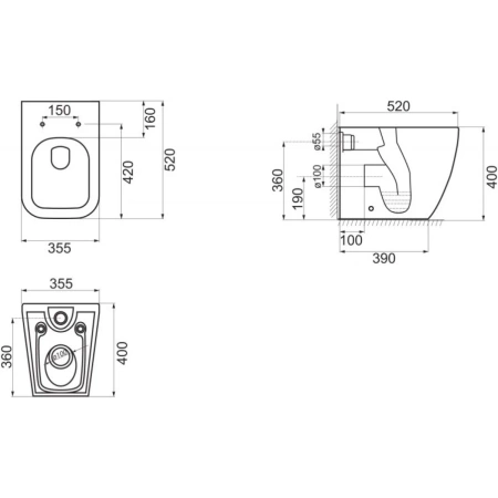 Приставной унитаз BelBagno Alpina BB10100CB