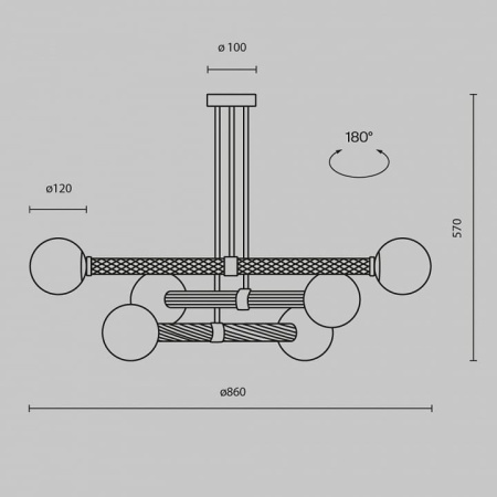 Люстра на штанге Maytoni Театро MOD287PL-06BS