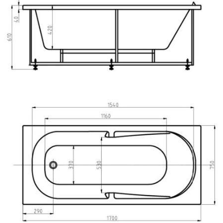 Акриловая ванна Aquatek Лея LEY170-0000145 170x75 см, белый