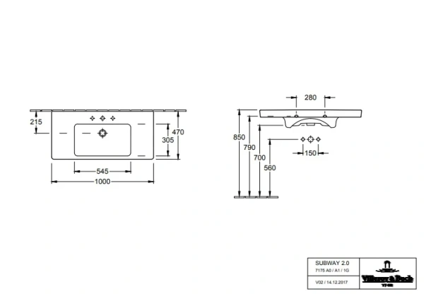 Раковина Villeroy&Boch Subway 2.0 71751G01