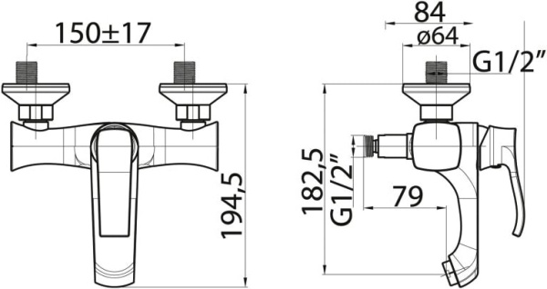 Смеситель для ванны и душа BelBagno Trula TRU-VASM-CRM