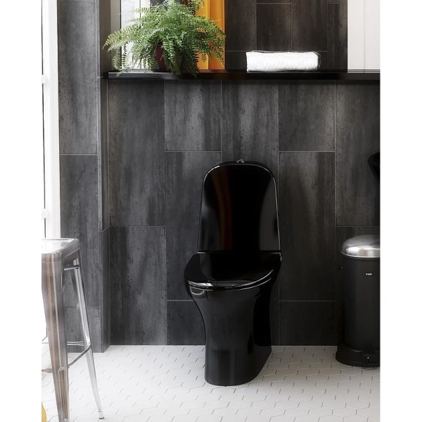 Унитаз-компакт Gustavsberg Estetic C+ GB1183002S0231G безободковый, с сиденьем микролифт, черный