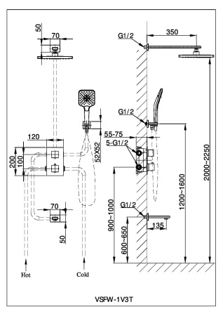 Душевой комплект Vincea Next VSFW-1N3TGM вороненая сталь