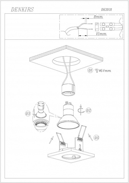 Встраиваемый светильник Denkirs DK2031 DK2031-YE