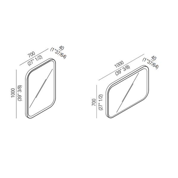 Зеркало Agape Dot line 100x70 AMEM863E белый