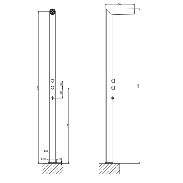 Душевая стойка Gessi Outdoor 63203#299 черный матовый