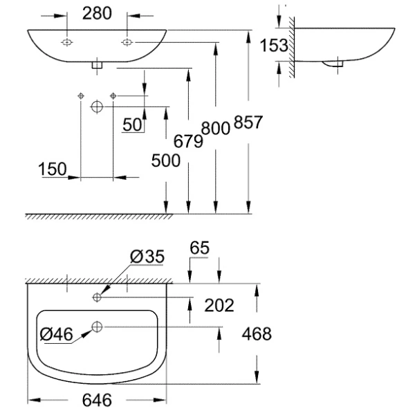 Раковина 64,6x46,8 см Grohe Bau Ceramic 39420000