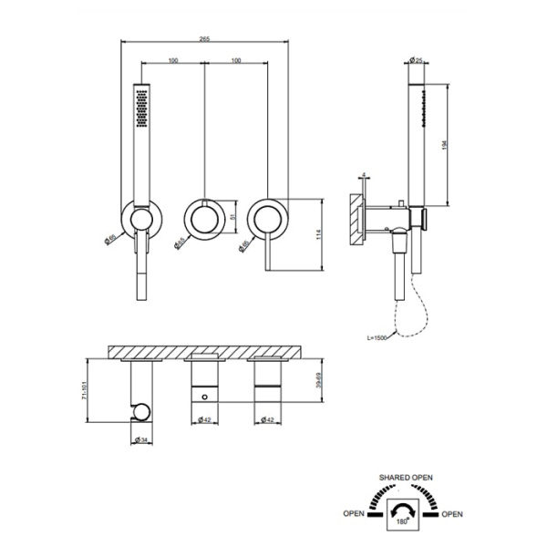 Смеситель для душа Gessi 316 54039#239 нержавейка