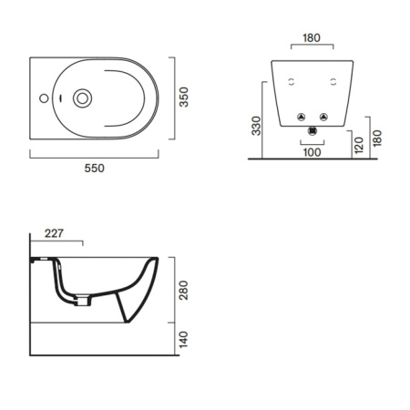 Подвесное биде Catalano Sfera 0518551022 черное матовое