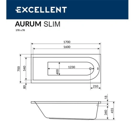 Акриловая ванна Excellent AURUM 170х70 WAEX.AUR17WHS белый
