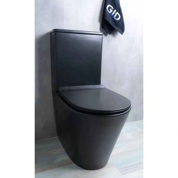 Унитаз-компакт GID Tr2179BM безободковый, с сиденьем микролифт, черный матовый