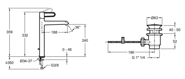 Смеситель для раковины Jacob Delafon Odeon Rive Gauche E21030-CP-CP хром ручка хром