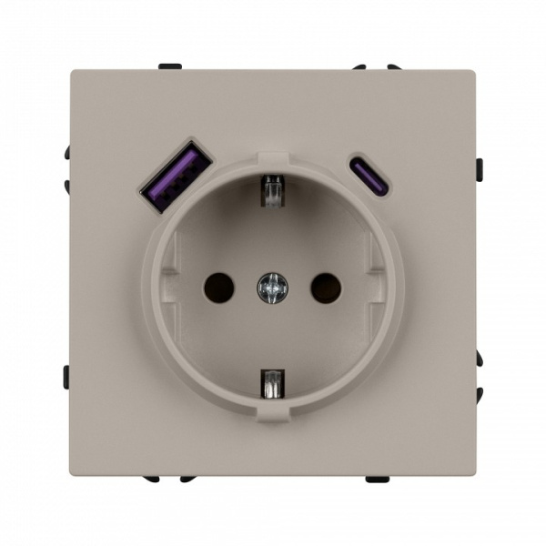 Розетка с заземлением и 2хUSB type A и C, без рамки Arlight SCT-NOBE 059444