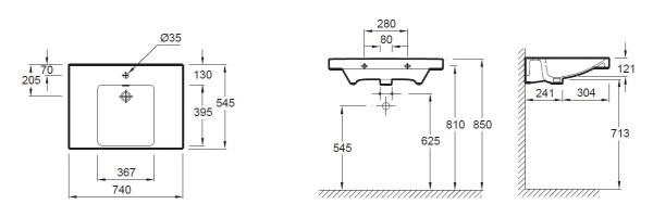 Раковина Jacob Delafon Odeon Up 74 E4494-00