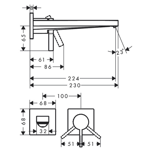 Смеситель для раковины Hansgrohe Tecturis E 73051140 шлифованная бронза