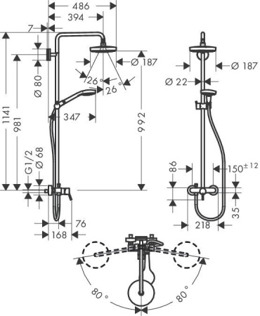 Душевая стойка hansgrohe Chroma Select S 180 27255400