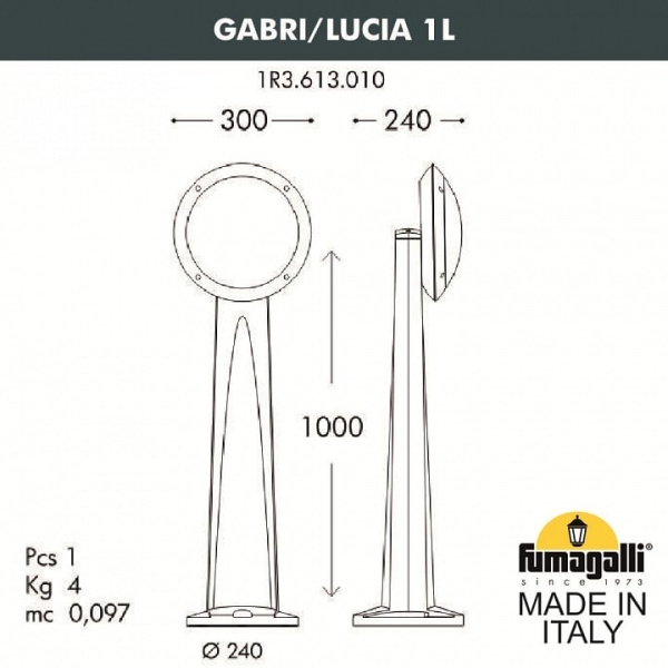 Наземный высокий светильник Fumagalli Lucia 1R3.613.010.LYE27