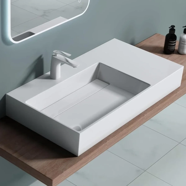 Раковина-чаша Rea Archi REA-U4300 75x43 см L, накладная, подвесная, белый матовый
