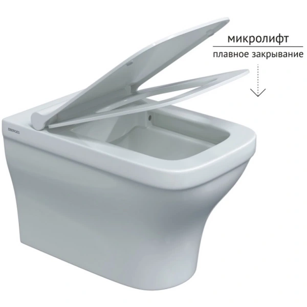 Унитаз подвесной Berges Strati 082132 безободковый, с сиденьем микролифт, белый