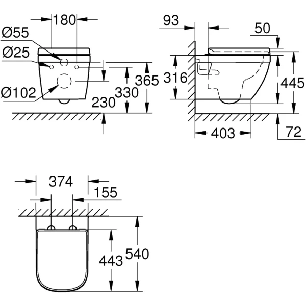 Унитаз подвесной Grohe Euro Ceramic 39703000 безободковый, с сиденьем микролифт, альпийский белый