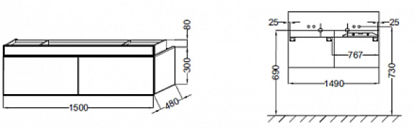 Тумба под раковину 150 см Jacob Delafon Terrace EB1734RU-G1C-G1C белый блестящий