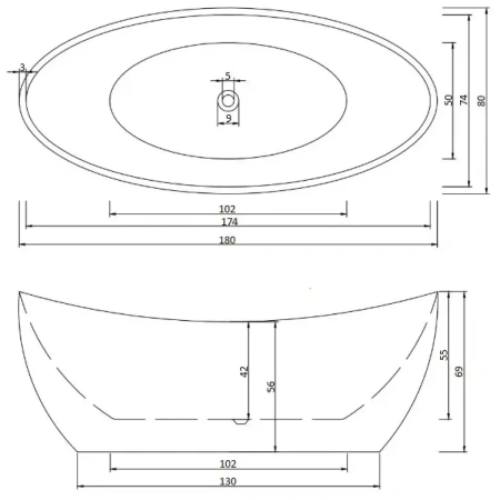 Акриловая ванна Ceruttispa Nemi CT10201 180x80 см, отдельностоящая, белый