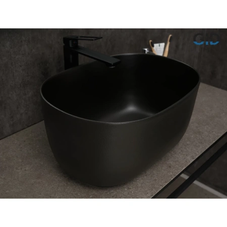 Раковина-чаша GID N9302bg 45x32 см, накладная, черный графит