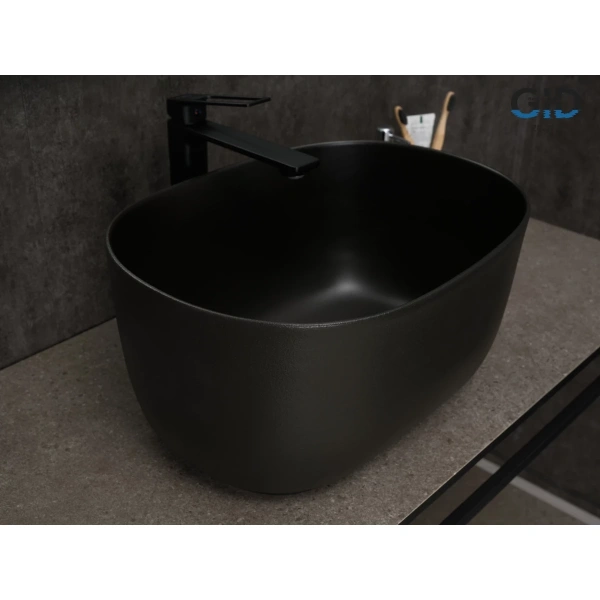 Раковина-чаша GID N9302bg 45x32 см, накладная, черный графит